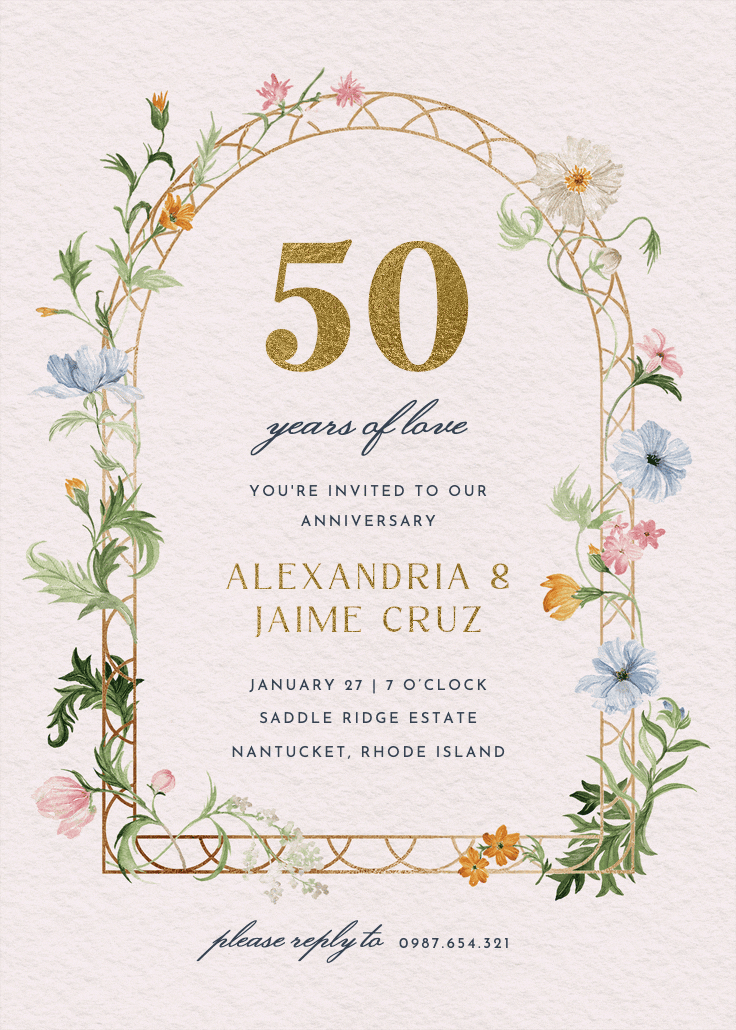 Florals climbing - invitación de aniversario