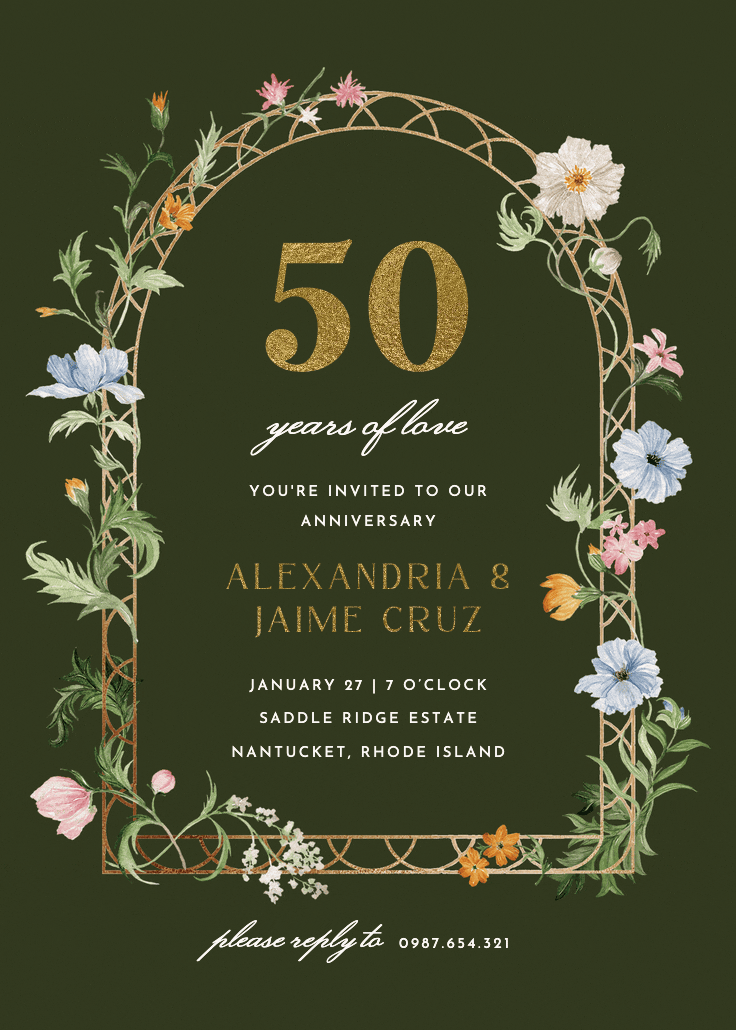 Florals climbing - invitación de aniversario