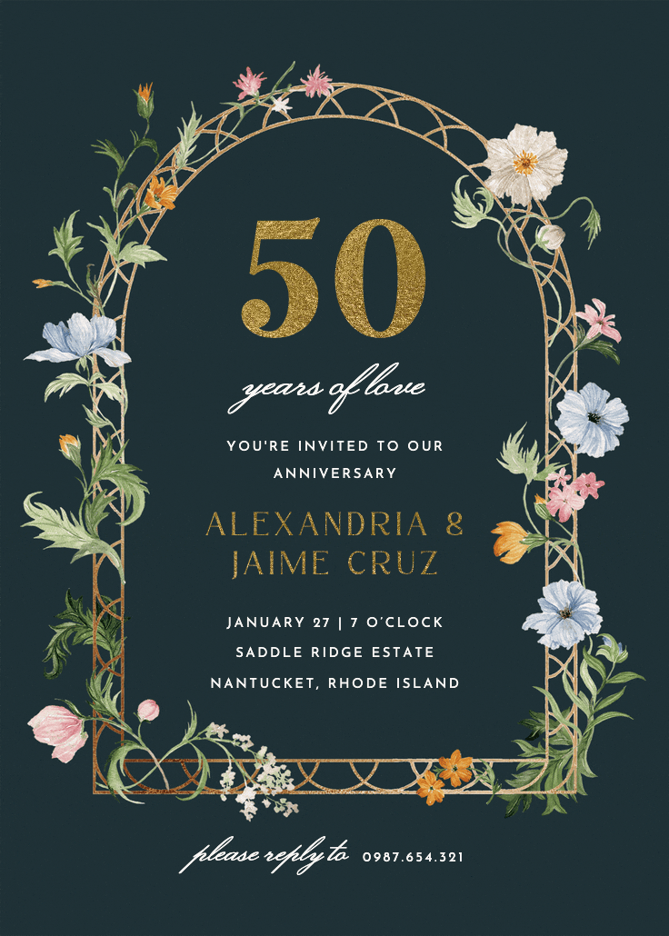 Florals climbing - invitación de aniversario