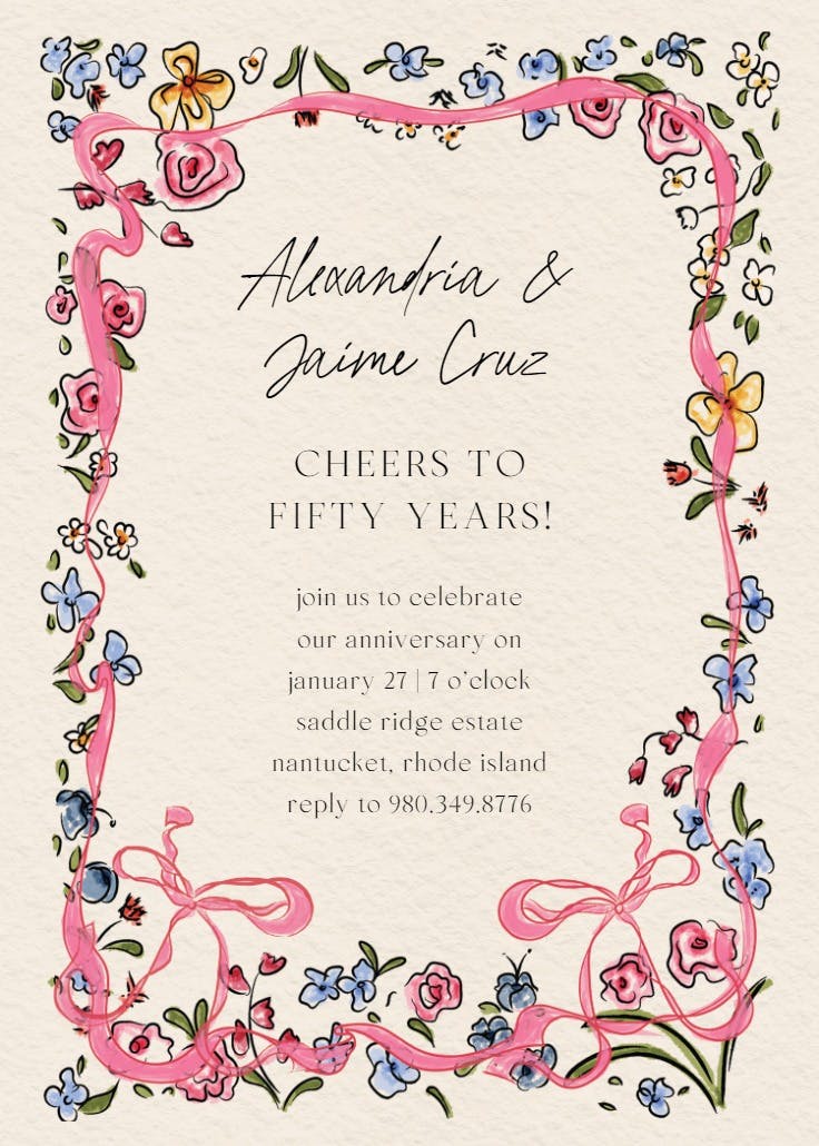 Flourished love - invitación de aniversario