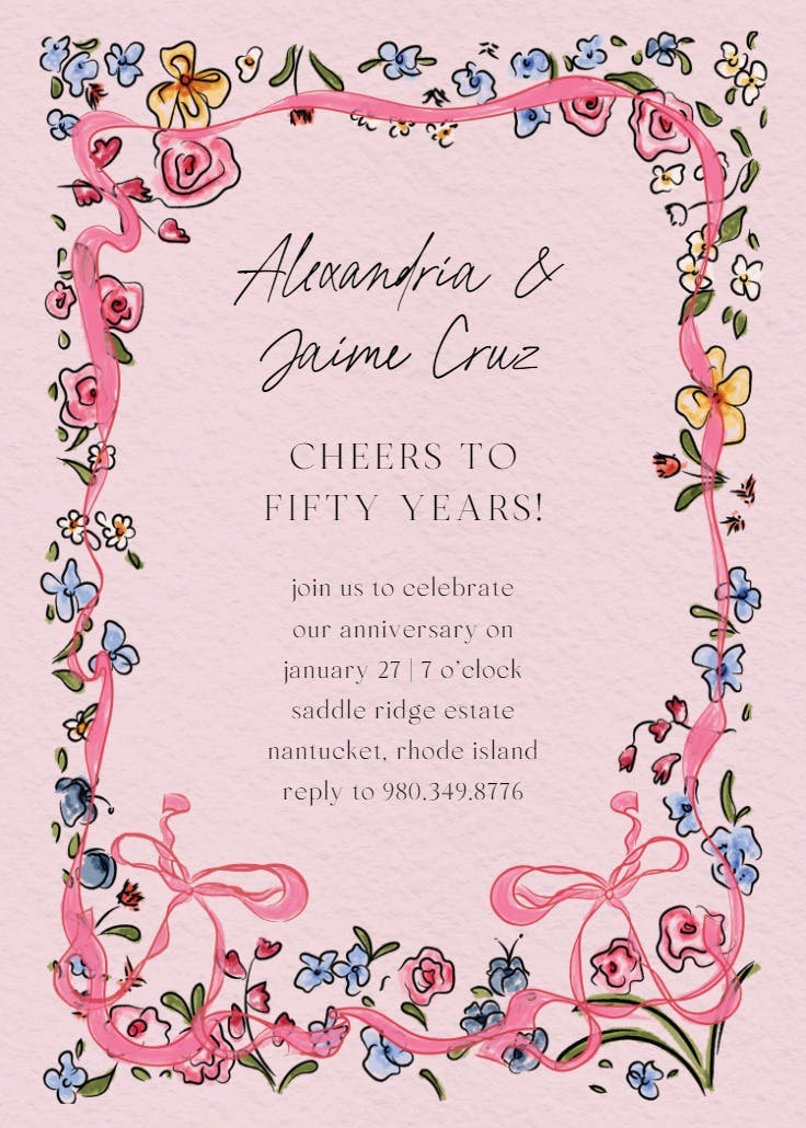 Flourished love - anniversary invitation