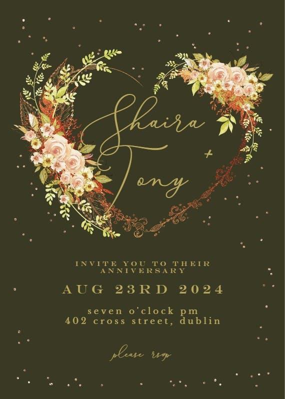 Flower heart - anniversary invitation