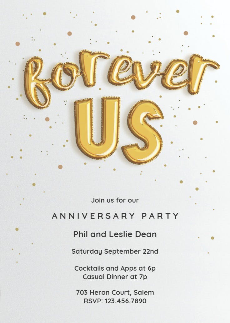 Forever balloons - anniversary invitation