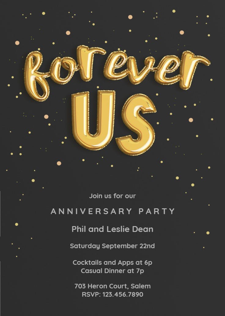 Forever balloons - anniversary invitation