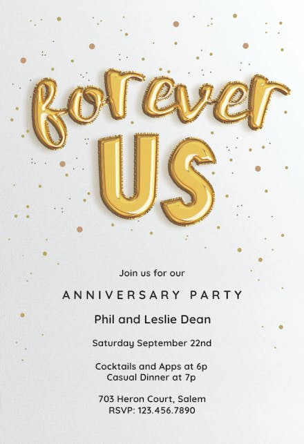 Forever Balloons - Invitación De Aniversario