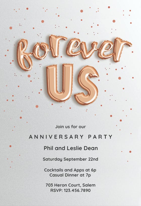 Forever balloons - anniversary invitation