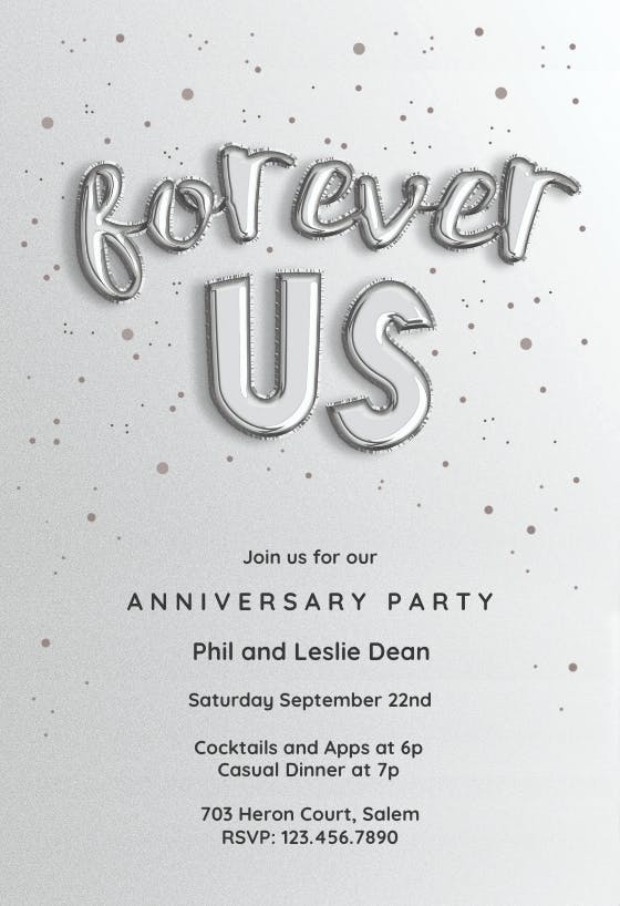 Forever balloons - anniversary invitation
