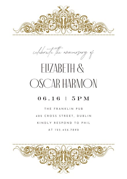 Formal ornate - anniversary invitation