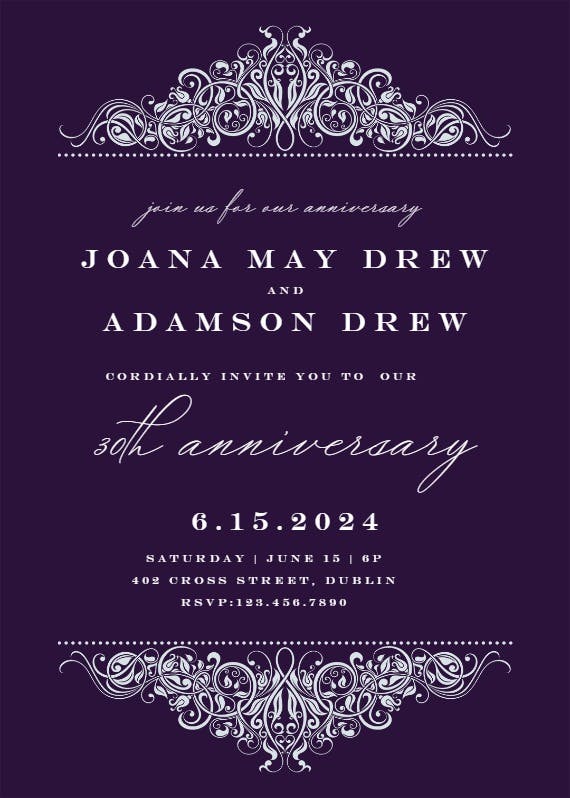 Formal ornate - anniversary invitation