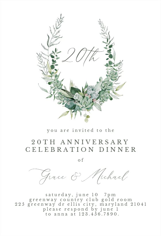 Fragrant fronds - anniversary invitation