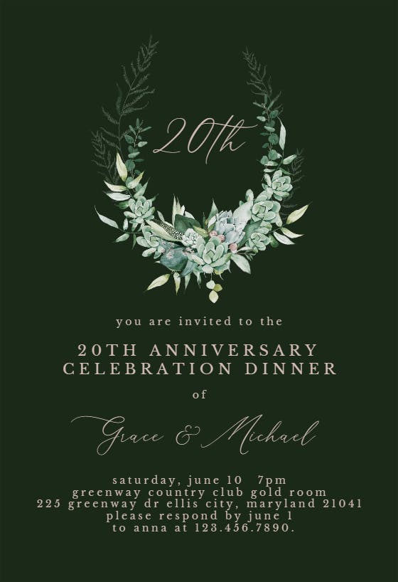 Fragrant fronds - anniversary invitation