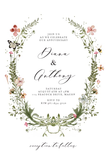 Fresh Spring Wreath - Invitación De Aniversario