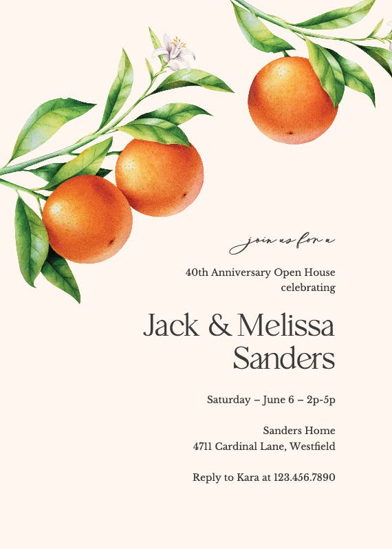 Fruitfulness - anniversary invitation