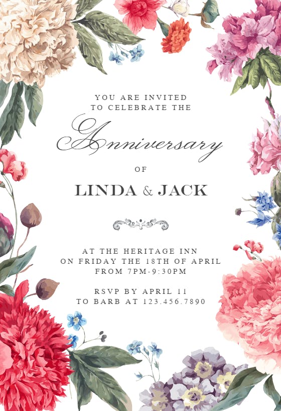 Garden glory - anniversary invitation