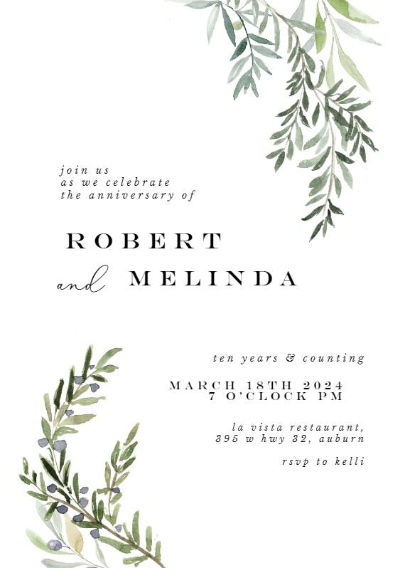 Gardens of delphi - anniversary invitation