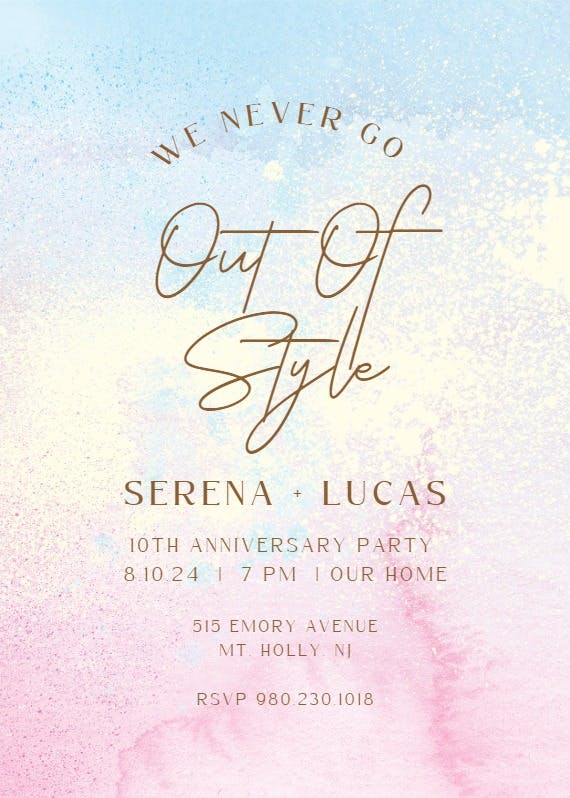 Gentle pastels - anniversary invitation