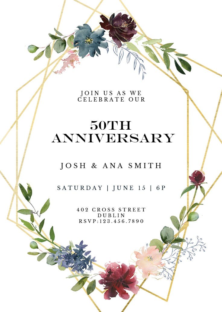 Geometric & flowers - invitación de aniversario