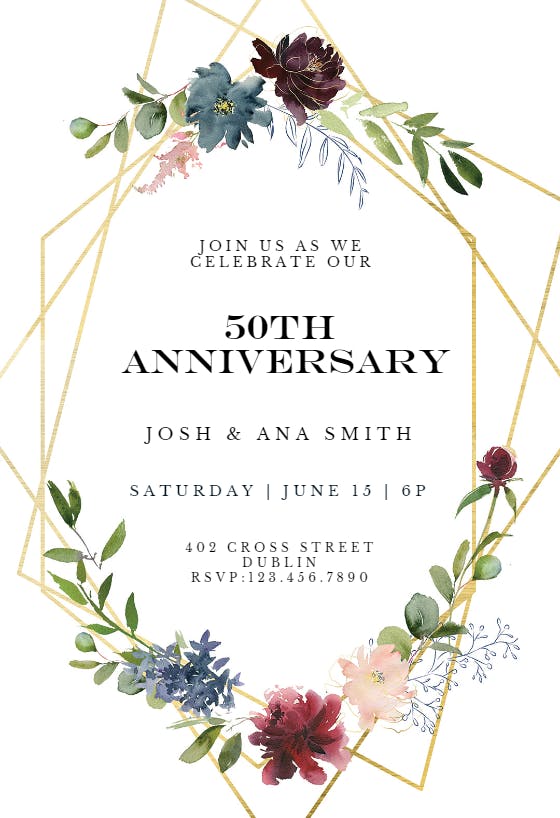 Geometric & flowers - anniversary invitation