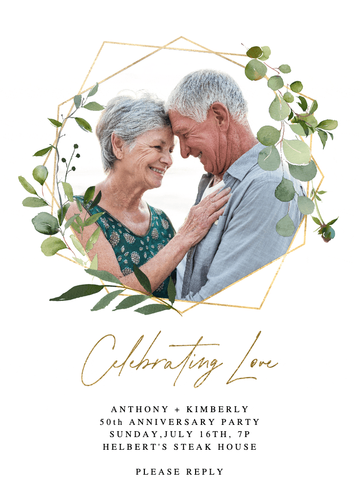 Geometric eucalyptus - anniversary invitation