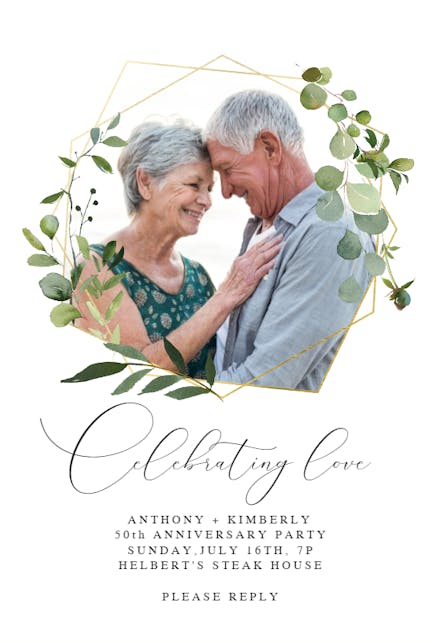 Geometric Eucalyptus - Invitación De Aniversario