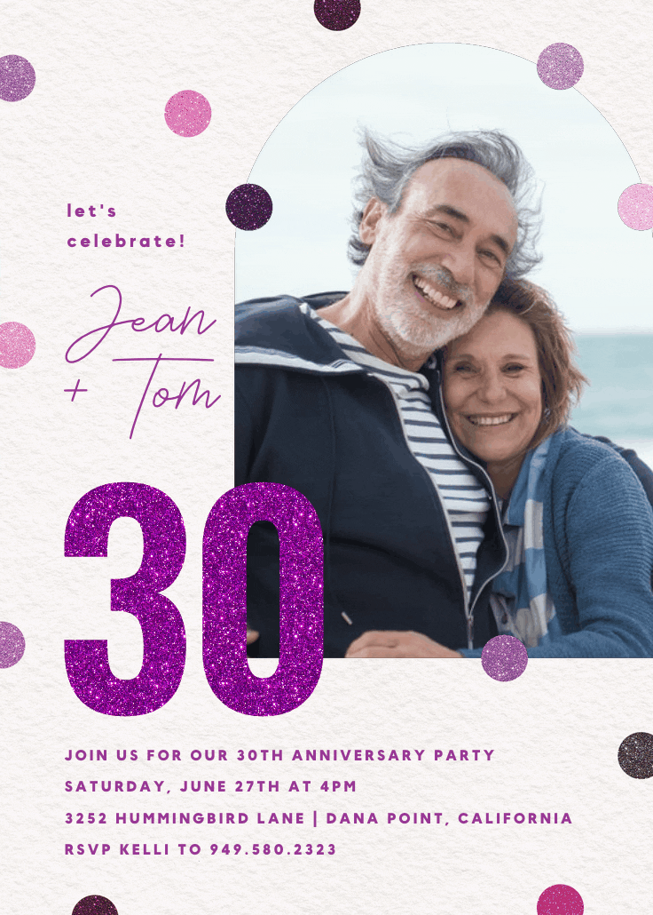 Glittering 30 years - anniversary invitation