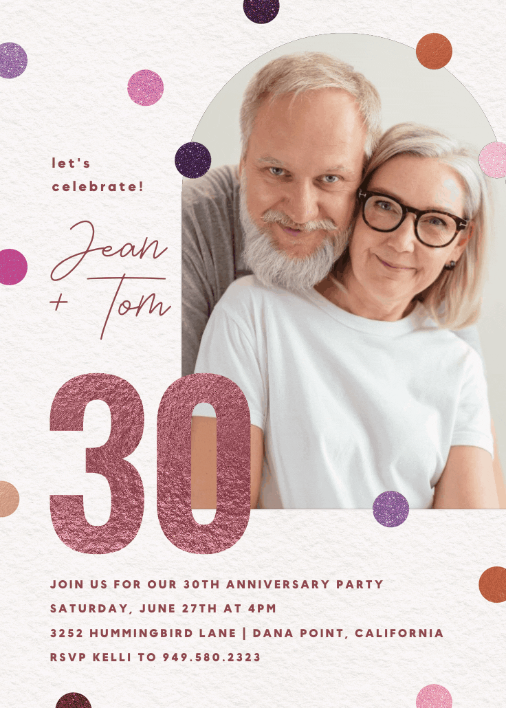 Glittering 30 years - anniversary invitation