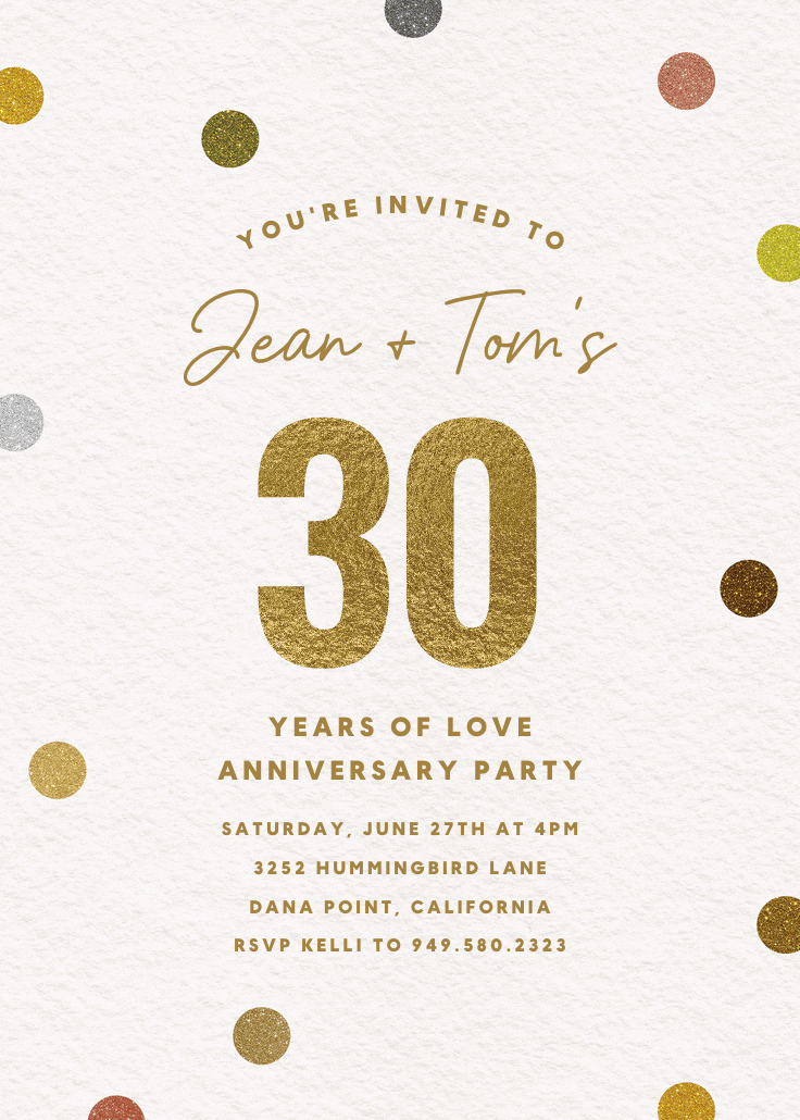 30 glitz of love - anniversary invitation