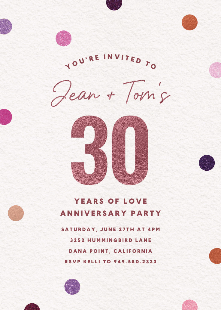30 glitz of love - invitación de aniversario