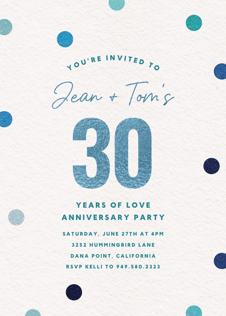 30 glitz of love - invitación de aniversario
