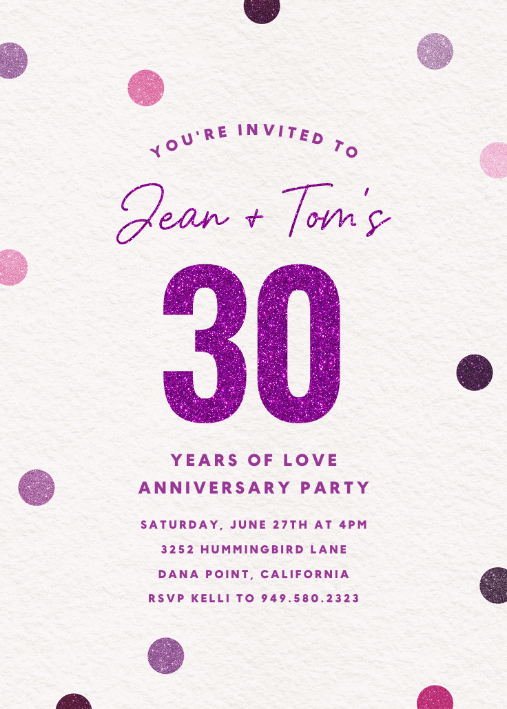 30 glitz of love - invitación de aniversario
