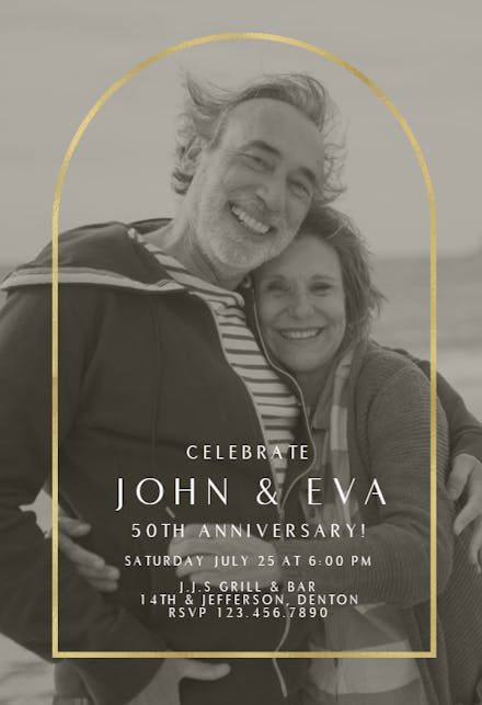 Gold arch - anniversary invitation