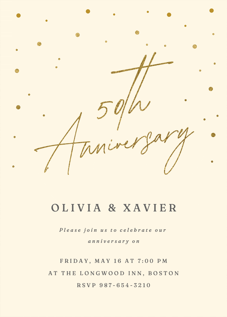 Golden flakes - invitación de aniversario