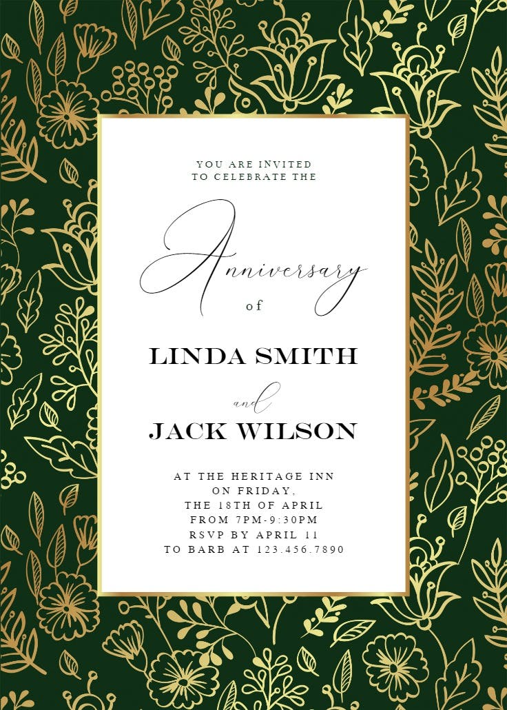 Golden leaves - anniversary invitation