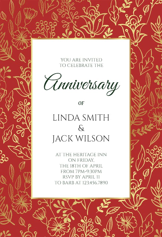 Golden leaves - anniversary invitation
