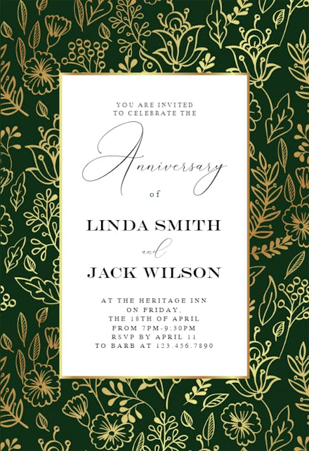 Golden Leaves - Invitación De Aniversario