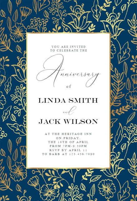 Golden Leaves - Anniversary Invitation Template (free) 