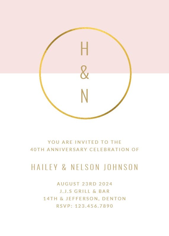 Golden ring - anniversary invitation