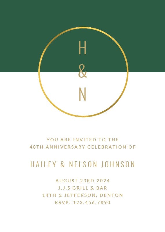 Golden ring - anniversary invitation