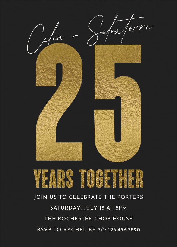 Golden times - invitación de aniversario