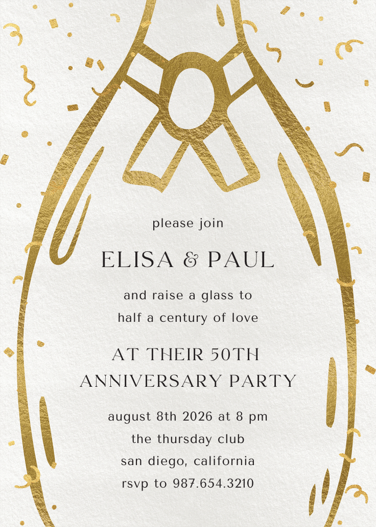 Golden years - invitación de fiesta