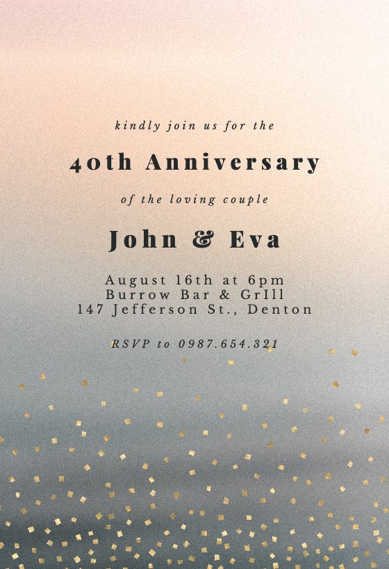 Gradient and sparkles - anniversary invitation