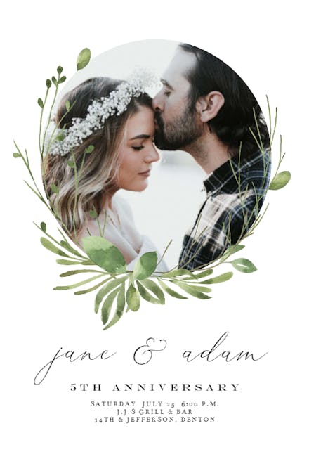 Greenery wreath - Invitación De Aniversario