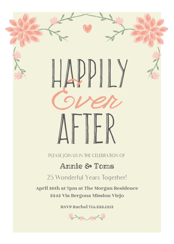 Happily ever after - anniversary invitation