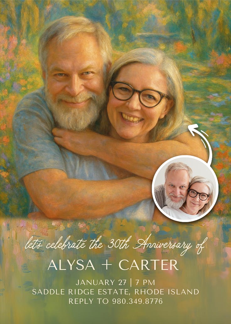 Impressionism love - anniversary invitation