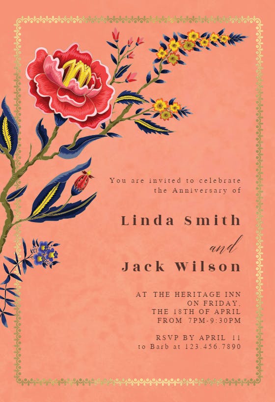 Indian wild flower & frame -  invitación de aniversario