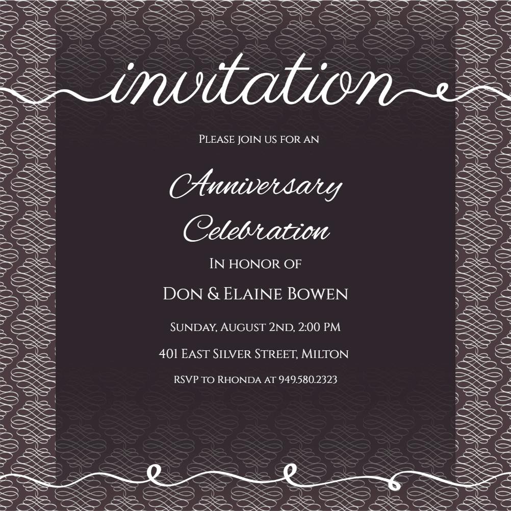 Infinity cursive - anniversary invitation