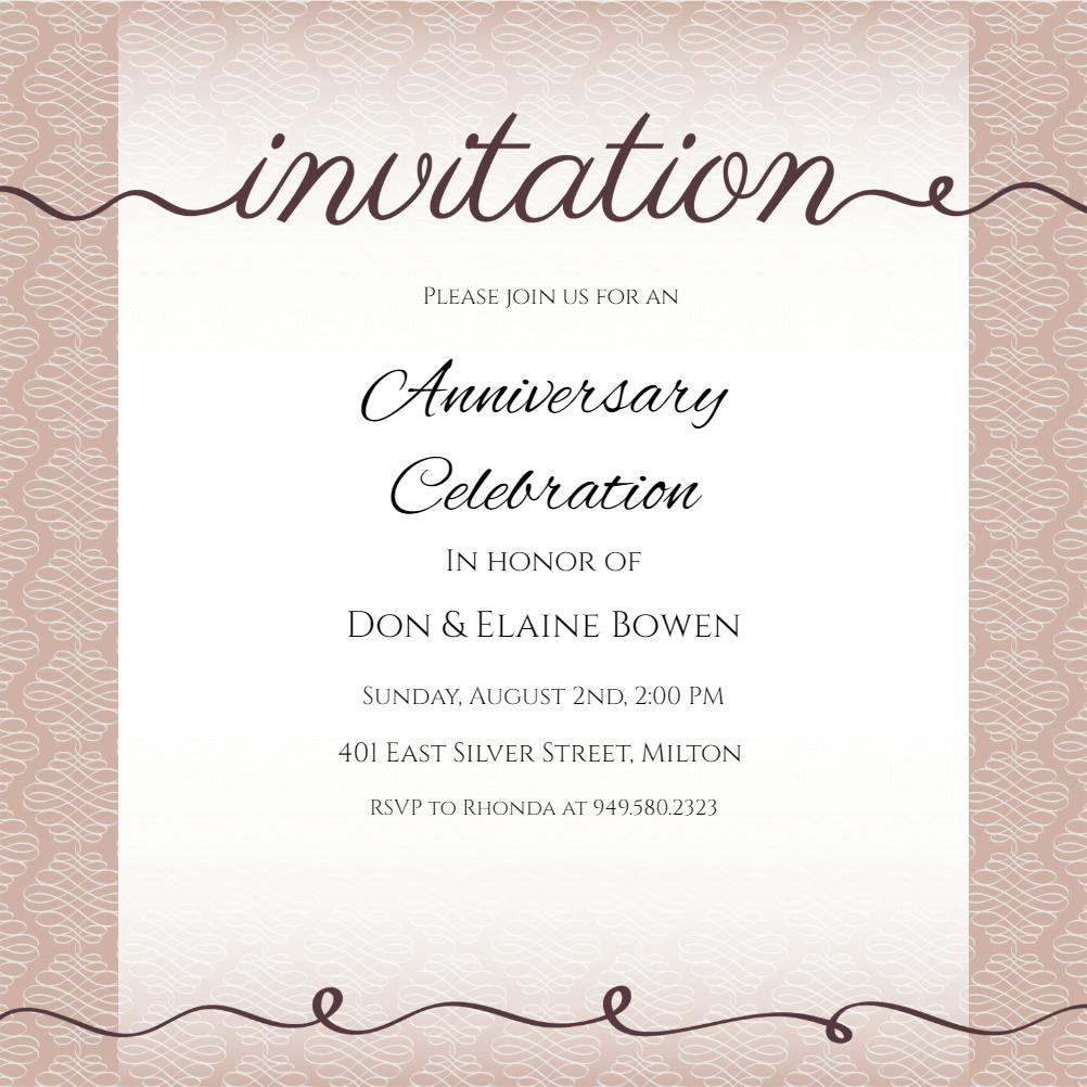 Infinity cursive - anniversary invitation