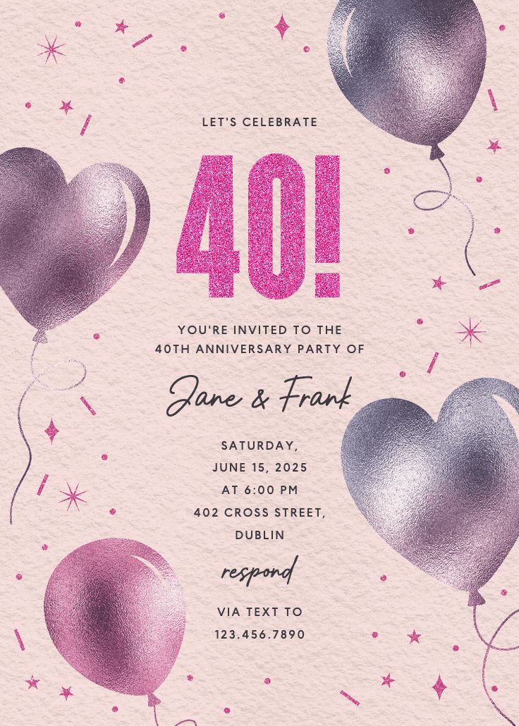 Iridescent balloons - invitación de aniversario