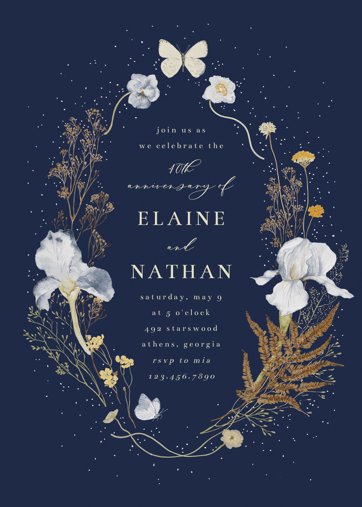 Iris wreath - anniversary invitation