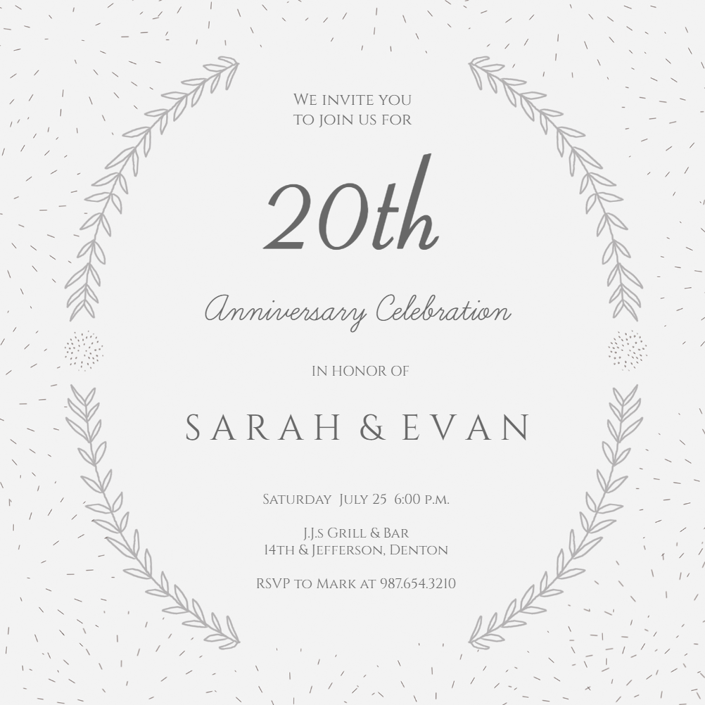 Laurel Arcs Anniversary Invitation Template Free Greetings Island